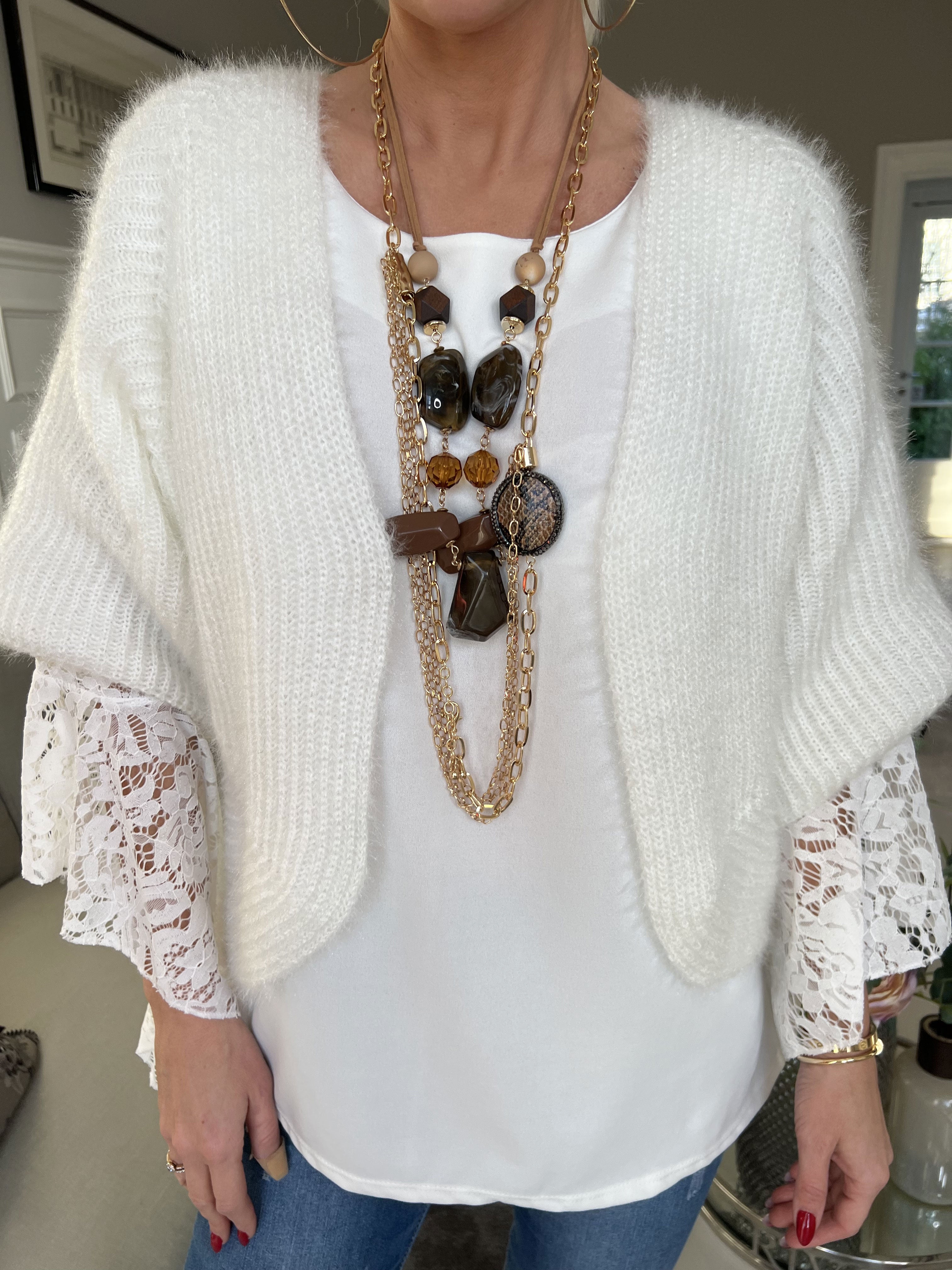 Franca - Sød fluffy bolero i strik